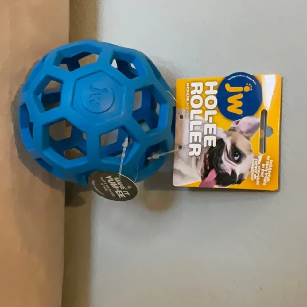 JW Hol-ee Roller Dog Fetch Treat Dispenser Puzzle Ball; Medium 4.5 Inch …